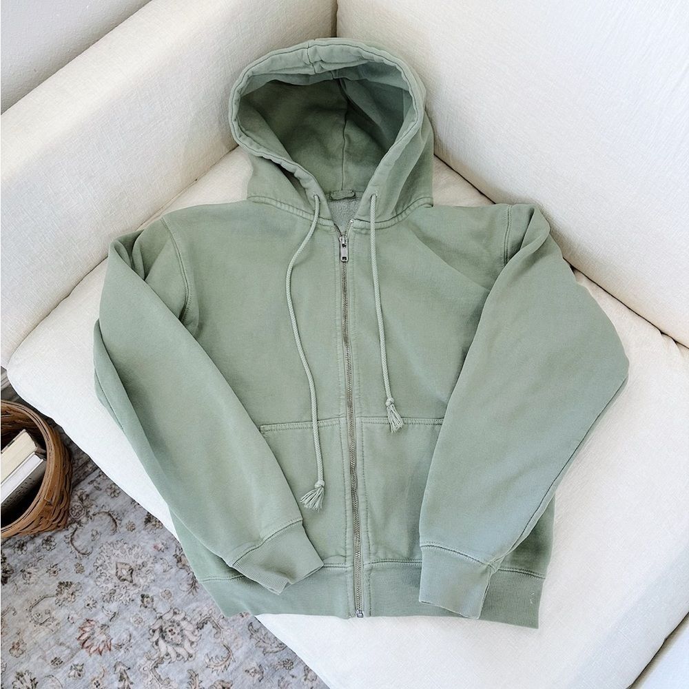 Brandy Melville Sage Green Zip-Up Hoodie